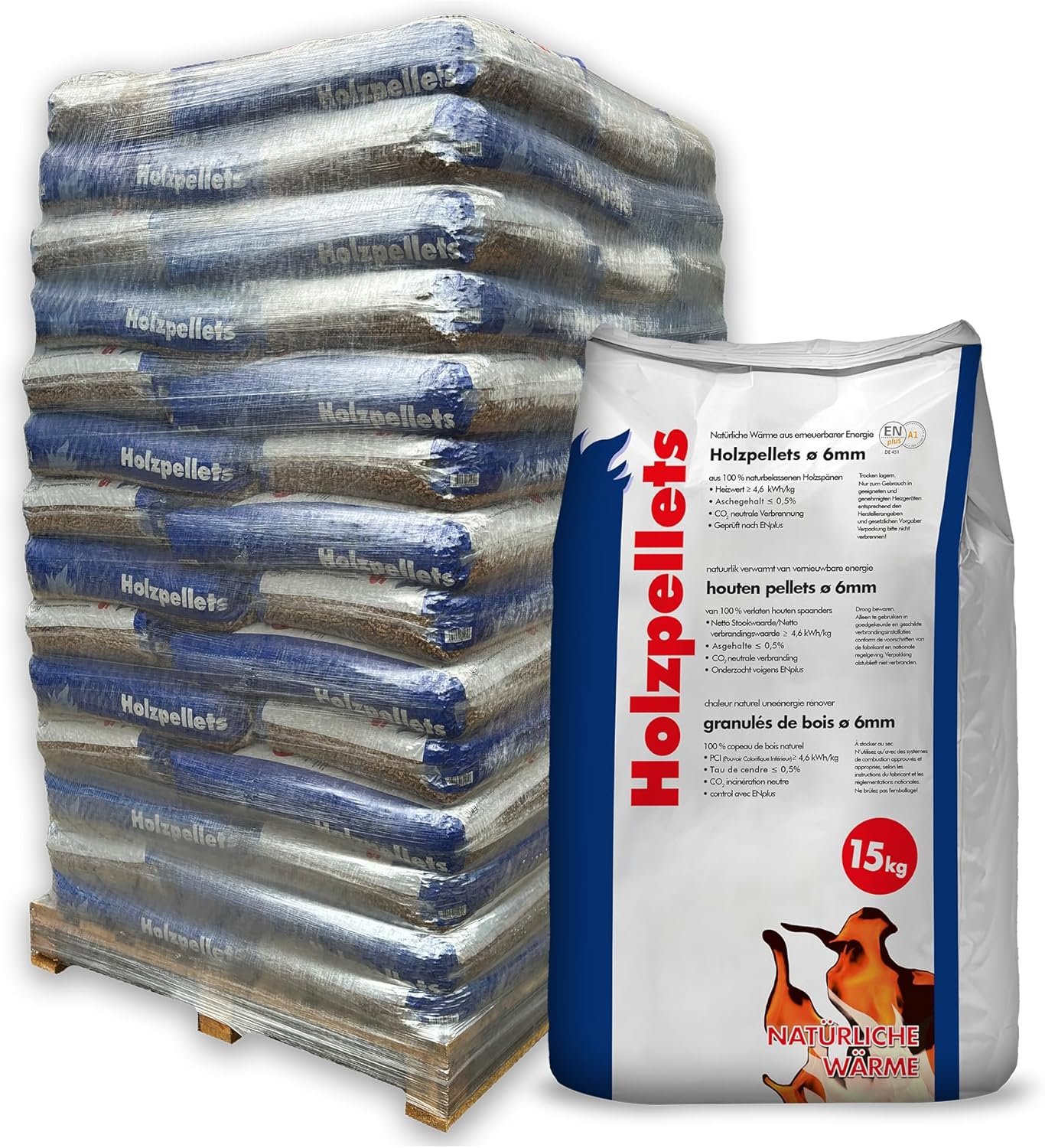holzpellets – granulés de bois 70 x 15 kg (6 mm)